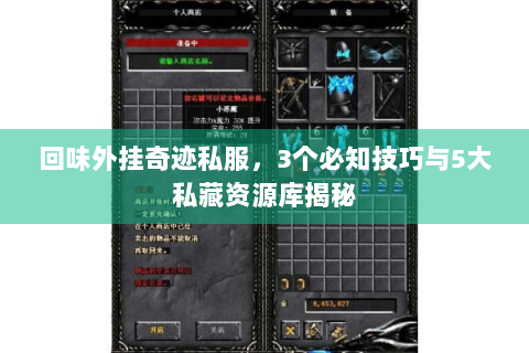 回味外挂奇迹私服，3个必知技巧与5大私藏资源库揭秘