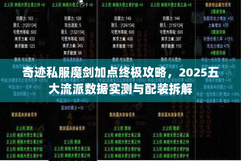 奇迹私服魔剑加点终极攻略，2025五大流派数据实测与配装拆解
