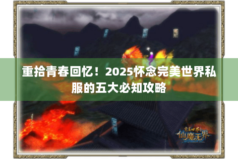 重拾青春回忆！2025怀念完美世界私服的五大必知攻略