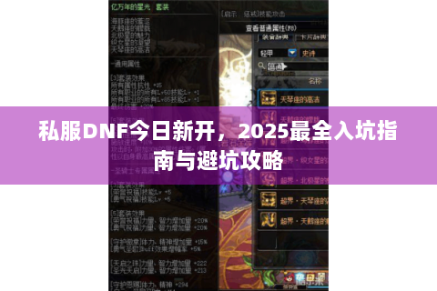 私服DNF今日新开，2025最全入坑指南与避坑攻略