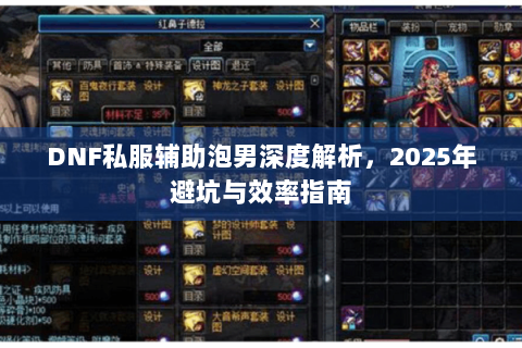 DNF私服辅助泡男深度解析，2025年避坑与效率指南