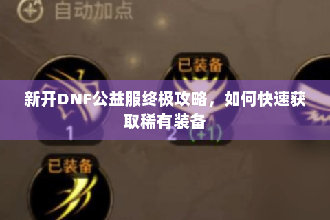 新开DNF公益服终极攻略，如何快速获取稀有装备