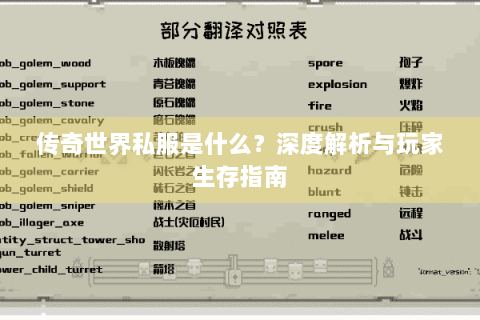 传奇世界私服是什么？深度解析与玩家生存指南