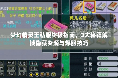 梦幻精灵王私服终极指南，3大秘籍解锁隐藏资源与爆服技巧