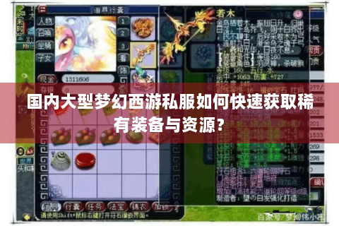 国内大型梦幻西游私服如何快速获取稀有装备与资源？