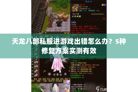 天龙八部私服进游戏出错怎么办？5种修复方案实测有效