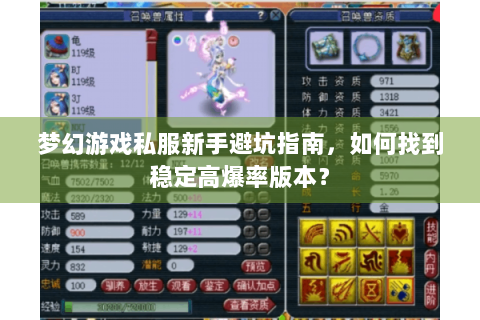 梦幻游戏私服新手避坑指南，如何找到稳定高爆率版本？