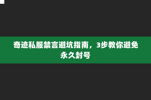 奇迹私服禁言避坑指南，3步教你避免永久封号