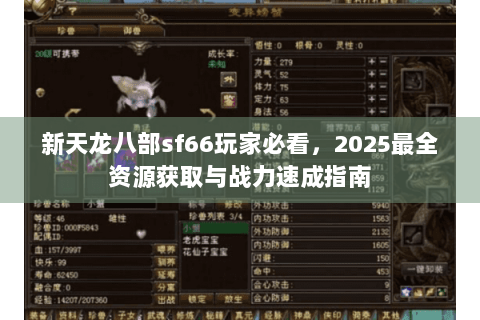 新天龙八部sf66玩家必看，2025最全资源获取与战力速成指南
