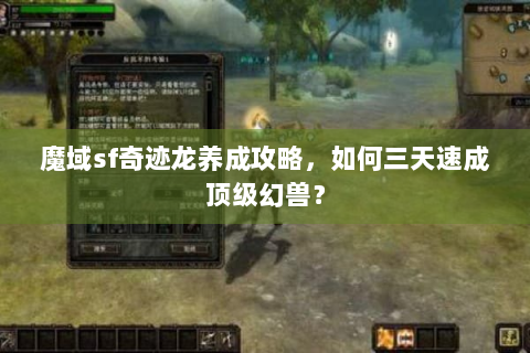 魔域sf奇迹龙养成攻略，如何三天速成顶级幻兽？