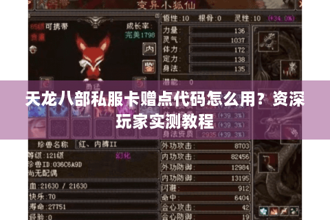 天龙八部私服卡赠点代码怎么用？资深玩家实测教程
