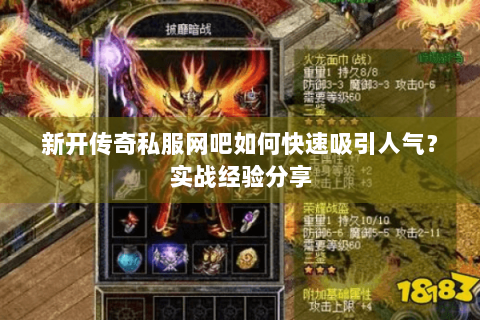 新开传奇私服网吧如何快速吸引人气？实战经验分享