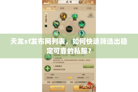 天龙sf发布网列表，如何快速筛选出稳定可靠的私服？