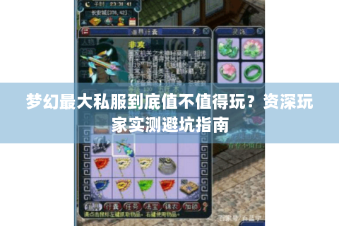 梦幻最大私服到底值不值得玩？资深玩家实测避坑指南