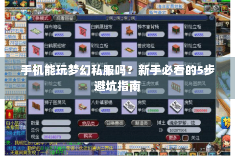 手机能玩梦幻私服吗？新手必看的5步避坑指南